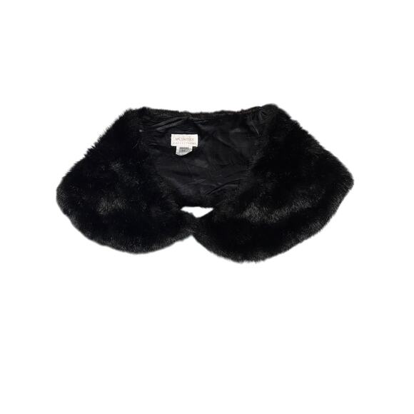 Vintage Jessica McClintock Black Faux Fur Wrap Stole Shawl | Size M - Picture 1 of 6